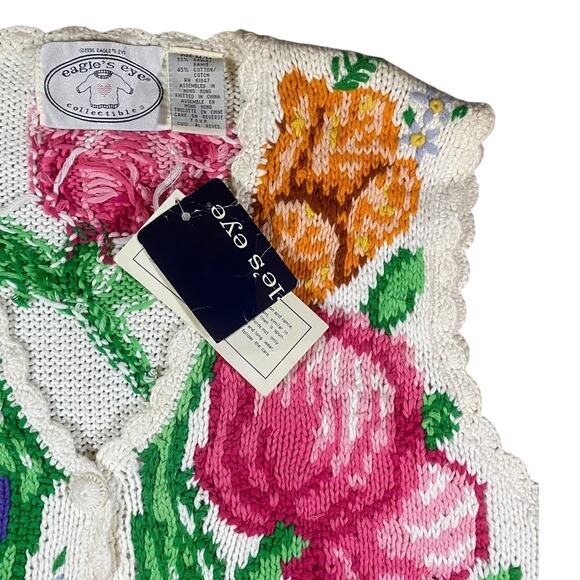Vintage 90s Eagle Eye Floral Knit Sweater Vest NWT - M - Picture 3 of 4